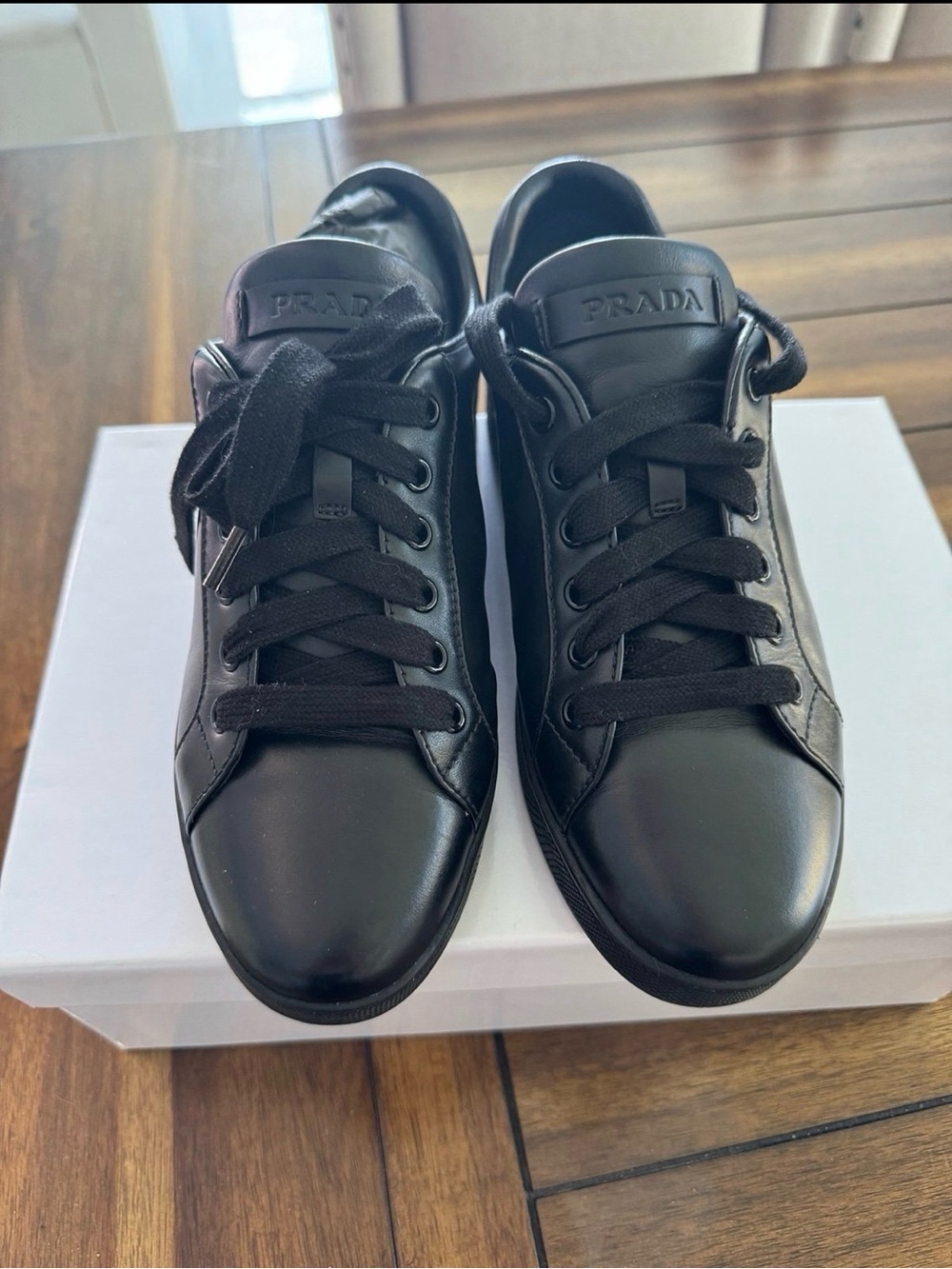 Prada Black Leather Men’s Low-Top Sneakers